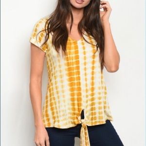 Mustard Tie-Dye Short Sleeve Top Tee - NWT